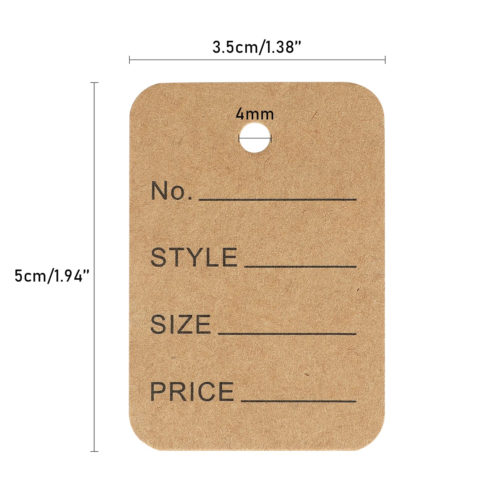 Amazon | 1000枚 クラフト衣類値札、ボックスセット付き服サイズタグ